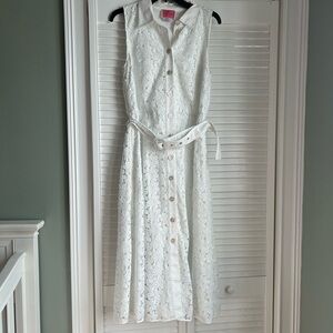 Kate Spade White Leaf Lace Shirtdress size 12